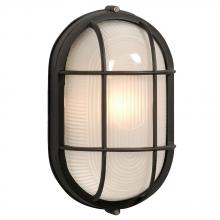  305013BK 126EB - Outdoor Cast Aluminum Marine Light with Guard - in Black finish with Frosted Glass (Wall or Ceiling